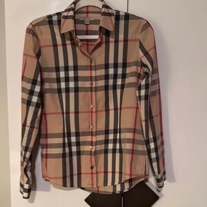 Burberry Brit Beige Checkered Women’s Shirt, Sz Small